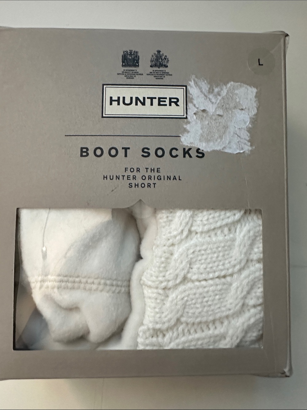 Hunter Cable-Knit Original Short  Boot Socks L NWT